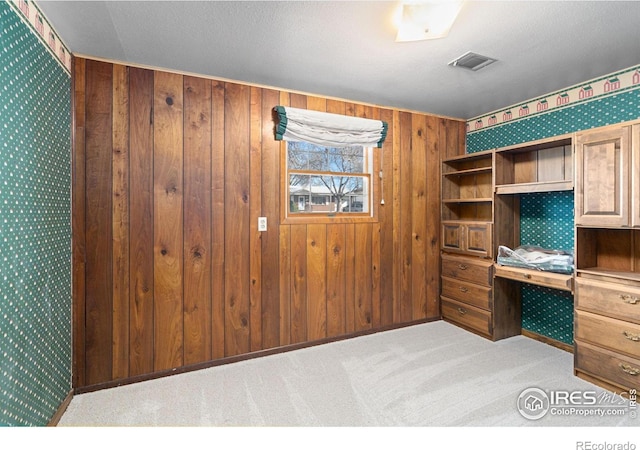 interior space with wooden walls