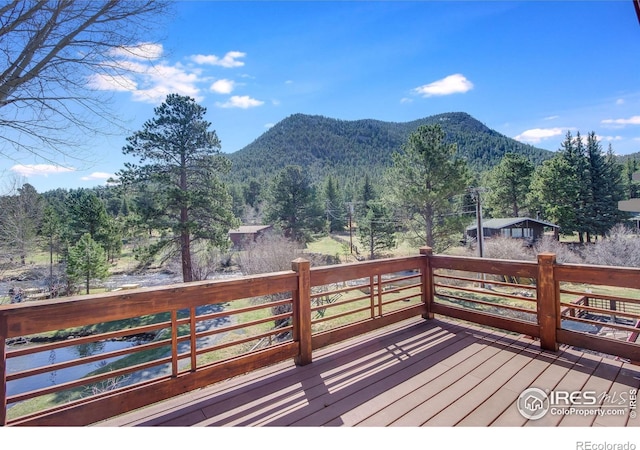 deck featuring a mountain view