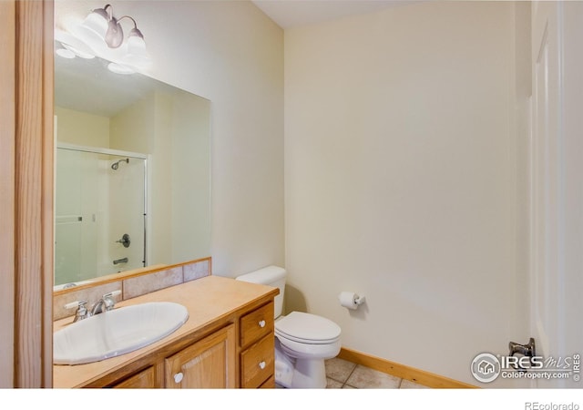 bathroom featuring tile patterned flooring, vanity, and toilet