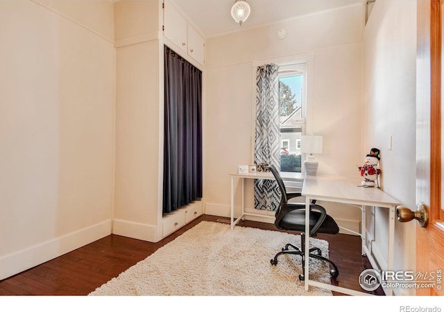 office area featuring dark hardwood / wood-style flooring