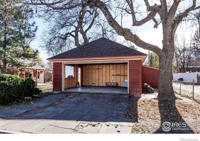 view of garage