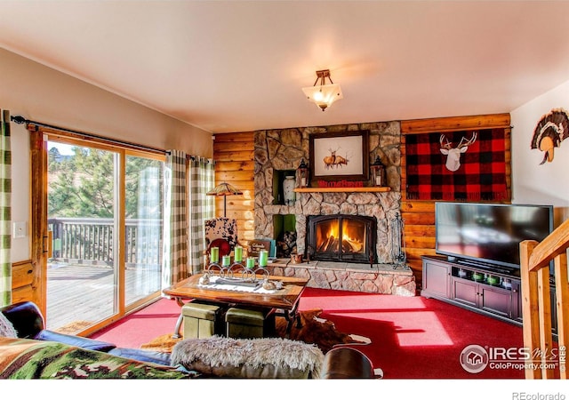 580 Saddle Notch Rd, Loveland, CO 80537 - living room with a fireplace and carpet floors