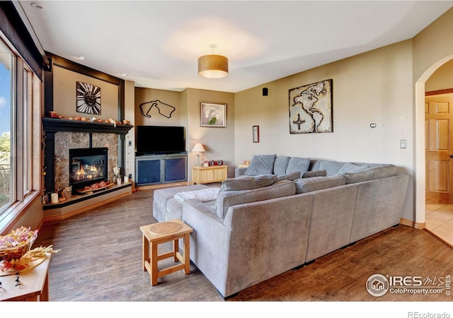 living room featuring hardwood / wood-style floors