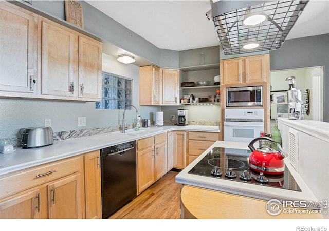 2981 W 144th Ave, Broomfield, CO 80023 - kitchen featuring black appliances, light brown cabinetry, and light wood-style flooring