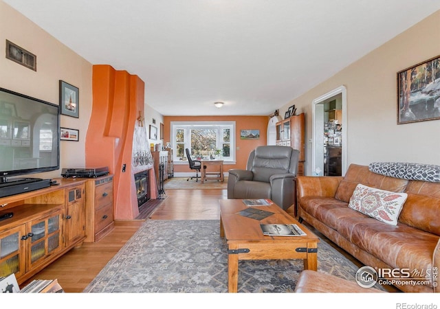 2981 W 144th Ave, Broomfield, CO 80023 - living area with a fireplace and light wood-style flooring