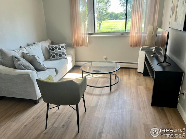 living room with light hardwood / wood-style floors