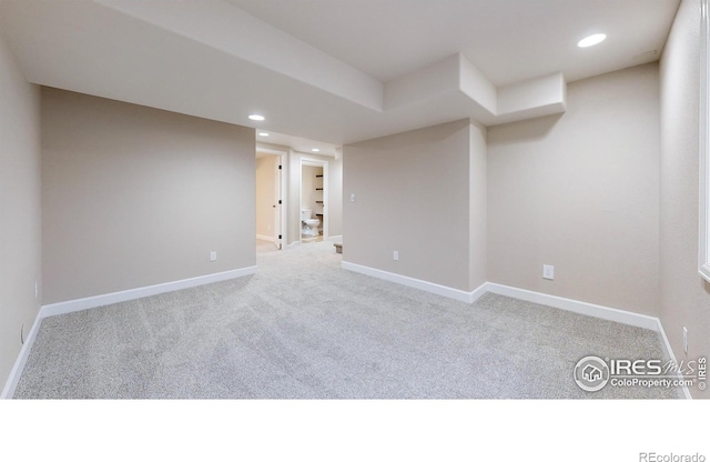 basement with light carpet