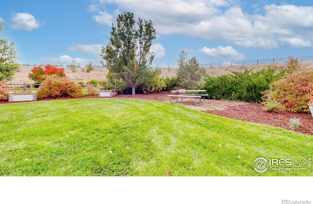 view of yard with a rural view