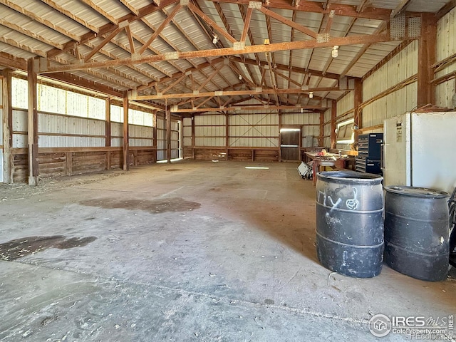 garage with white refrigerator