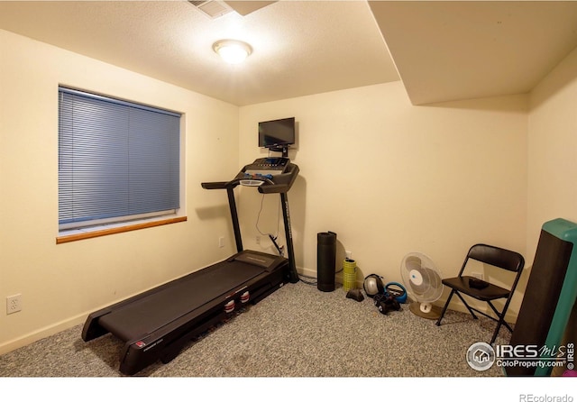 workout room with carpet