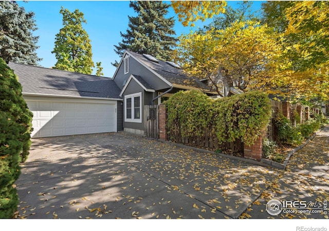 exterior space featuring a garage