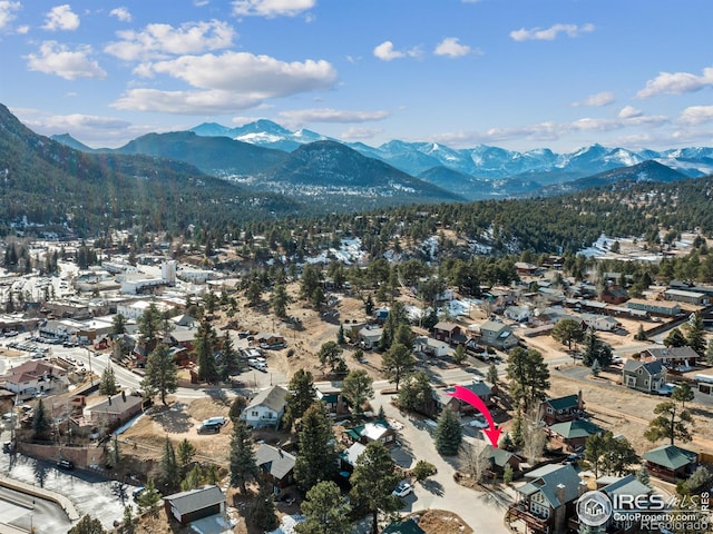 bird's eye view featuring a mountain view