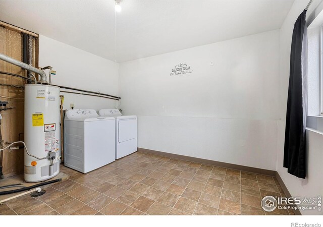 laundry room featuring independent washer and dryer and water heater