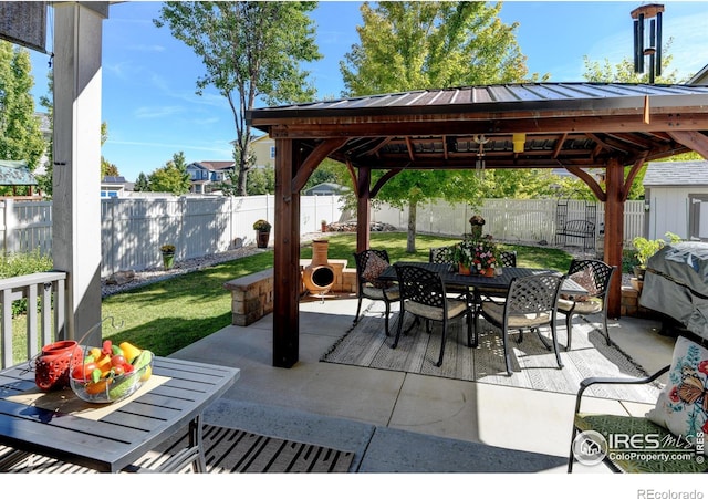 view of patio / terrace featuring a gazebo