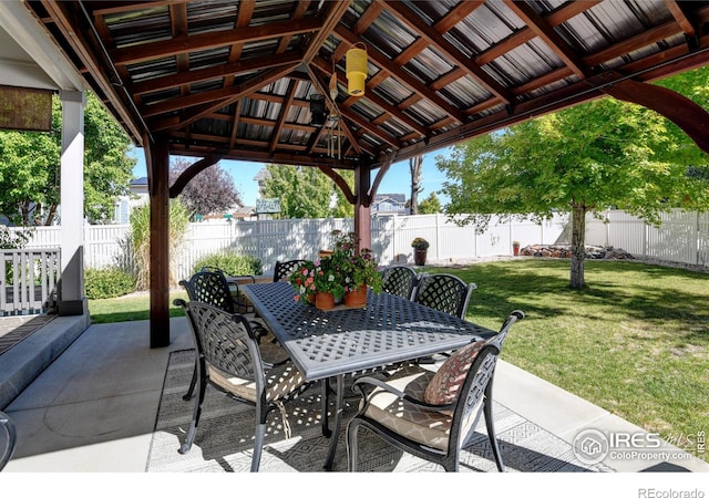 view of patio / terrace featuring a gazebo