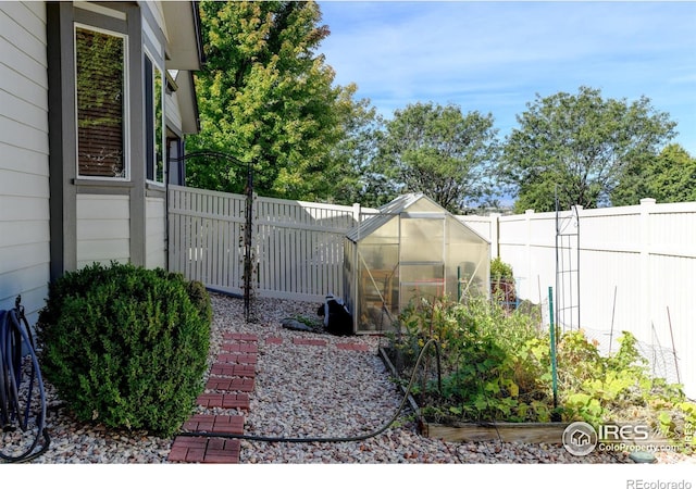 view of patio / terrace featuring an outdoor structure