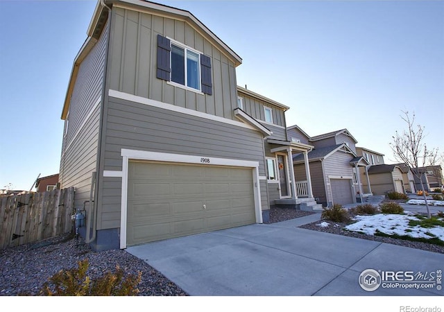 view of front of property with a garage