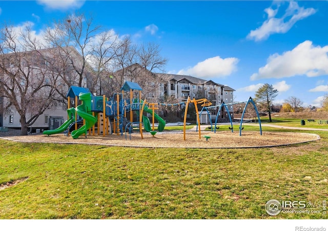 view of playground featuring a yard