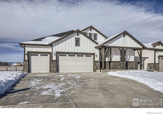 view of front of home with a garage