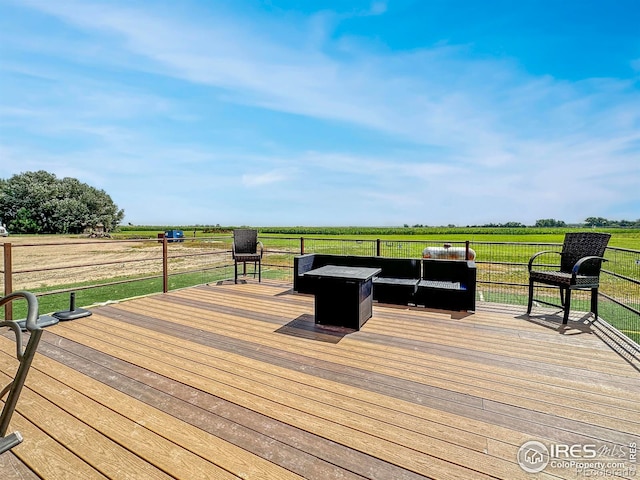 deck featuring a rural view