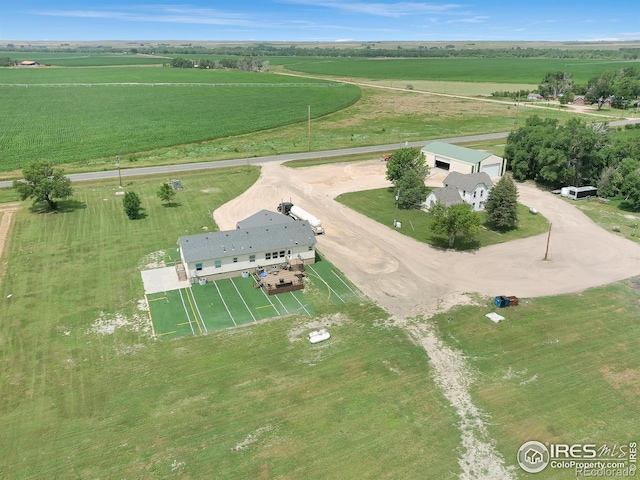 birds eye view of property featuring a rural view