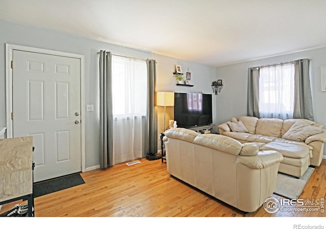 living room featuring light hardwood / wood-style floors