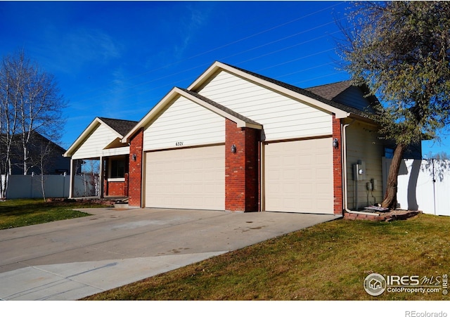 single story home with a garage