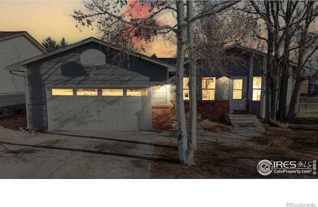 view of front of home with a garage