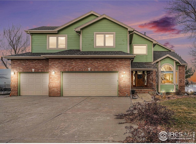 view of property featuring a garage