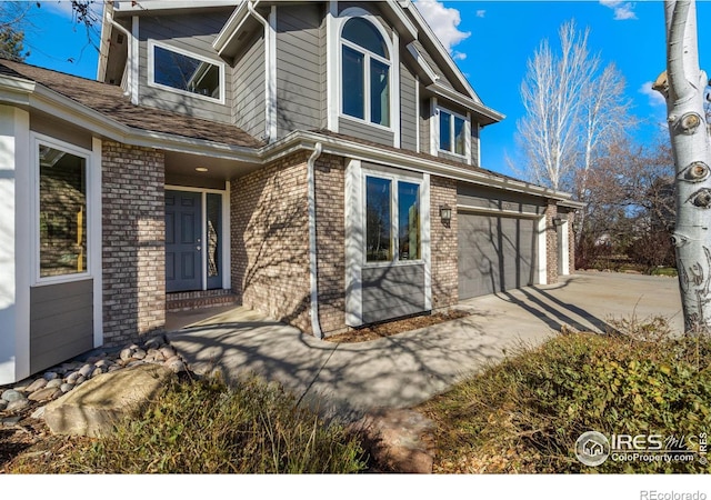 exterior space featuring a garage