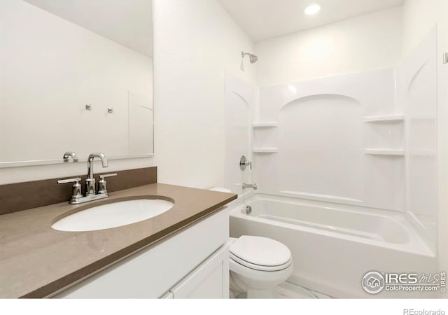3218 Buffalo Grass Ln, Wellington, CO 80549 - full bath with vanity, bathtub / shower combination, toilet, and recessed lighting