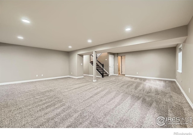 basement featuring carpet floors