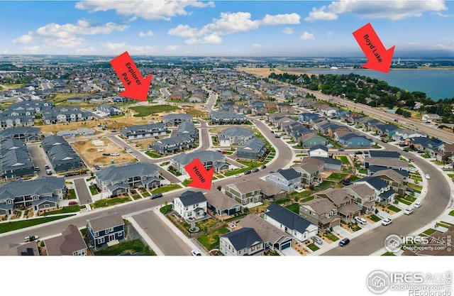 3583 Booth Falls Dr, Loveland, CO 80538 - bird's eye view featuring a water view