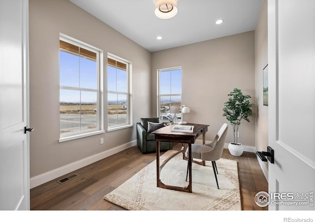 office featuring dark hardwood / wood-style floors