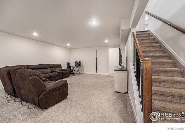 living room with carpet flooring