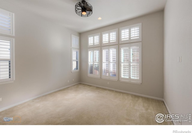 empty room featuring light carpet and a wealth of natural light