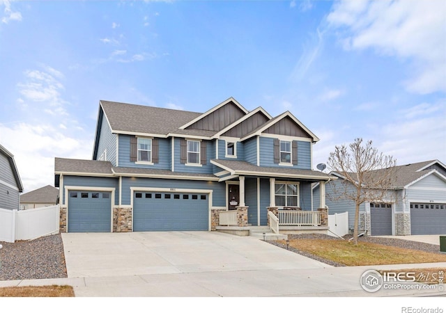 craftsman inspired home with a porch