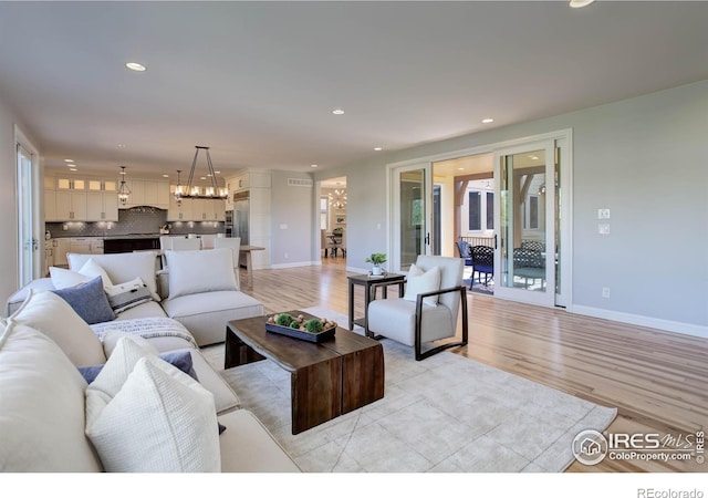 living room featuring light hardwood / wood-style flooring