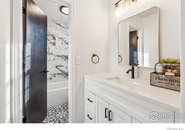 full bathroom featuring shower / bathing tub combination and vanity