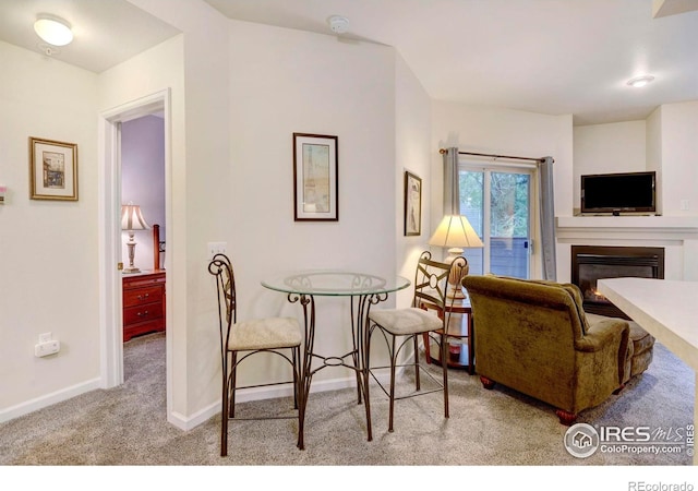 living room with light colored carpet