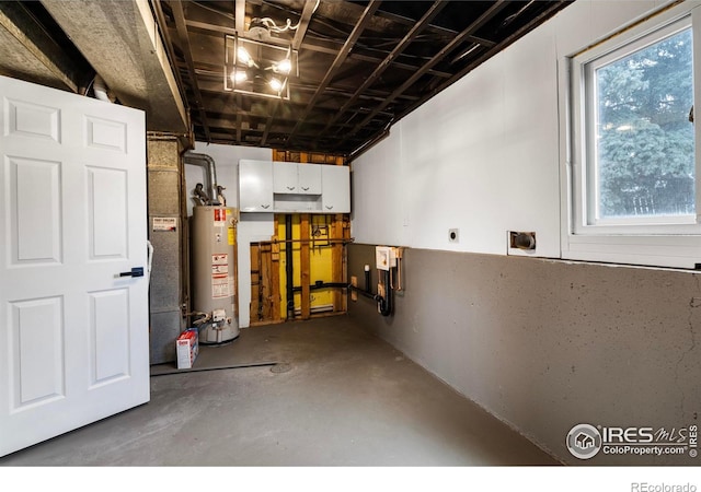 basement with water heater