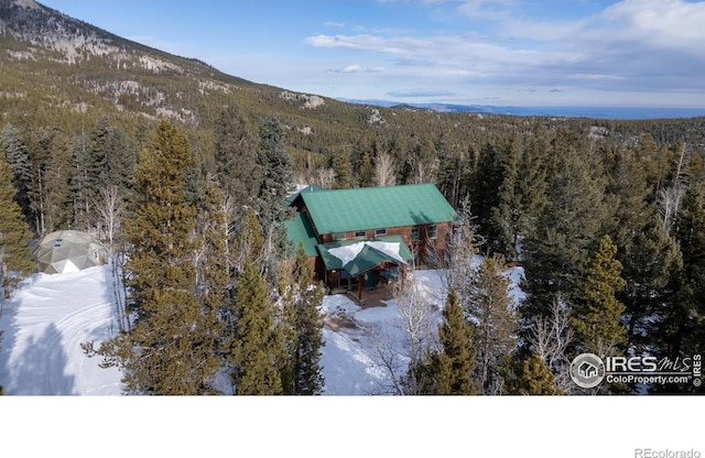 drone / aerial view with a mountain view