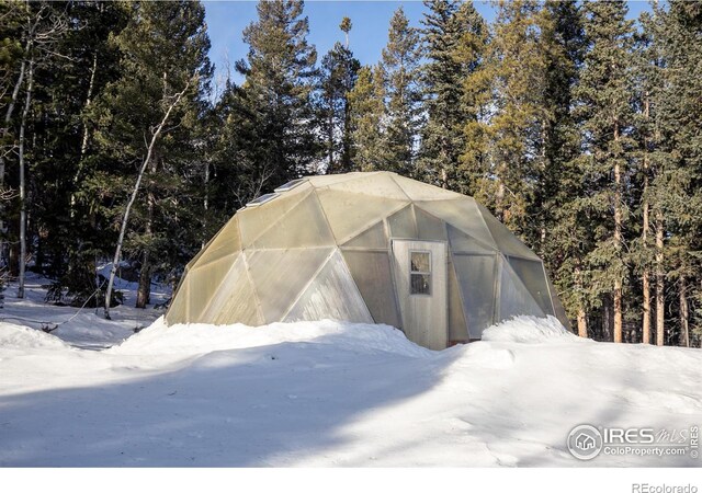 view of snow covered structure