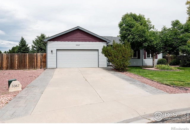 single story home with a garage