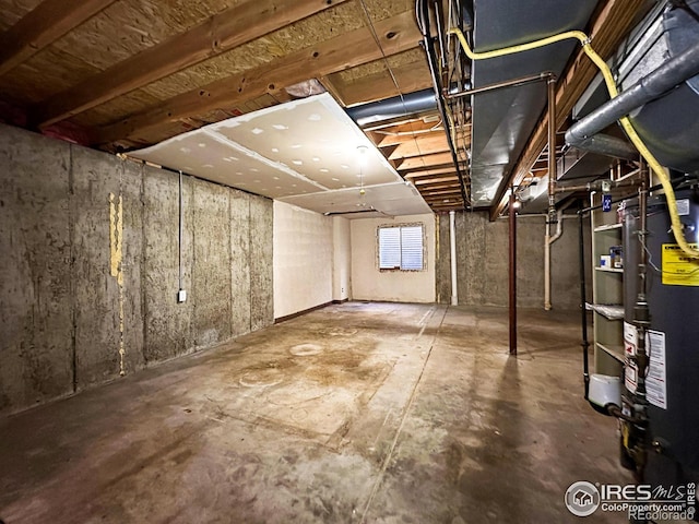 basement with gas water heater