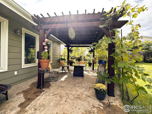 view of patio with a pergola