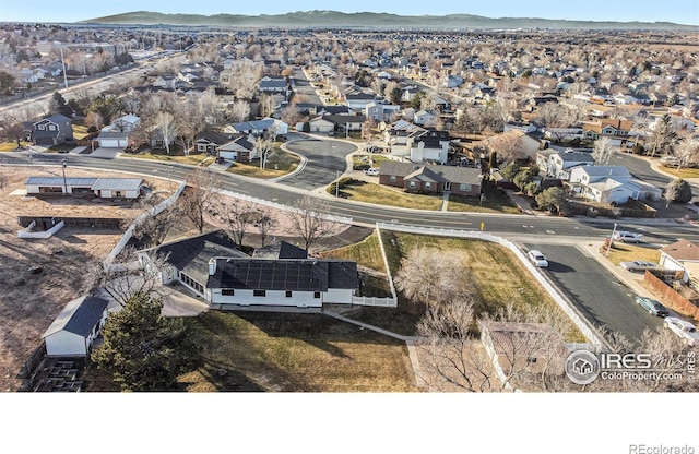 bird's eye view with a mountain view