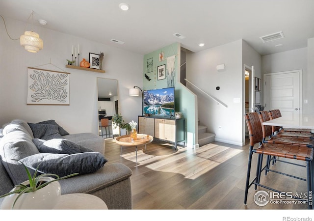 living room featuring hardwood / wood-style floors