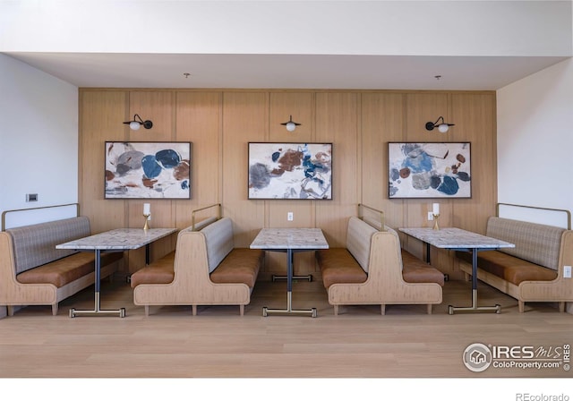 interior space with light hardwood / wood-style flooring and breakfast area