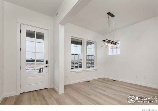 entrance foyer featuring light hardwood / wood-style flooring and plenty of natural light